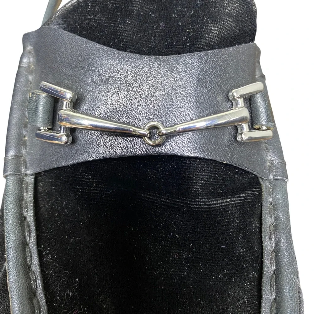 Sam Edelman Talia Velvet Loafers Black Leather Bit Buckle Women's Shoes‎ 8